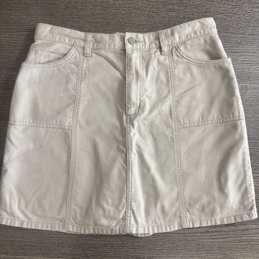 Sonoma Life Style Women’s Skort Skirt Size 10 Beige Pockets Zipper Denim Cotton